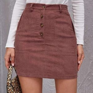 SHEIN button fly corduroy skirt